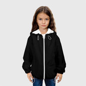 Куртка с принтом Просто черный цвет для ребенка, вид на модели спереди №3. Цвет основы: белый