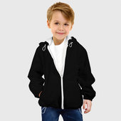 Куртка с принтом Просто черный цвет для ребенка, вид на модели спереди №2. Цвет основы: белый