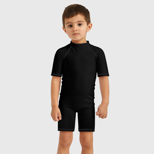 Детский купальный костюм с принтом Просто черный цвет, вид спереди №1