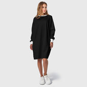 Женское платье-свитшот с принтом Просто черный цвет для любого человека, вид спереди №3. Цвет основы: белый