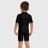Детский купальный костюм с принтом Просто черный цвет для любого человека, вид сзади №2. Цвет основы: белый