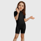 Детский купальный костюм с принтом Просто черный цвет для любого человека, вид спереди №3. Цвет основы: белый