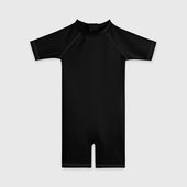 Детский купальный костюм с принтом Просто черный цвет для любого человека, вид спереди №2. Цвет основы: белый