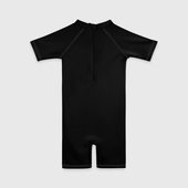 Детский купальный костюм с принтом Просто черный цвет для любого человека, вид сзади №1. Цвет основы: белый