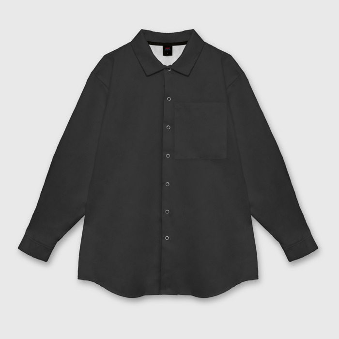 Мужская рубашка оверсайз с принтом Просто черный цвет, вид спереди №1