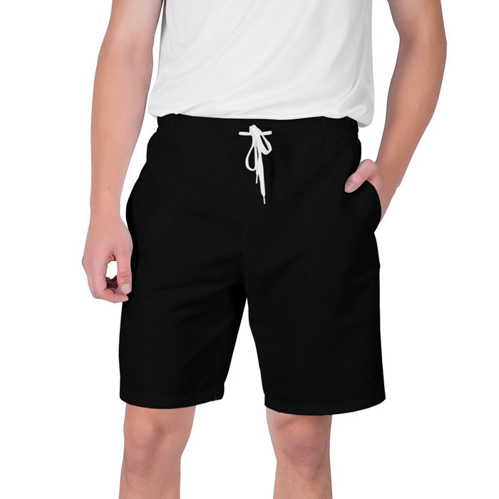 Мужские шорты с принтом Просто черный цвет, вид спереди №1