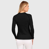 Рашгард с принтом Просто черный цвет для женщины, вид на модели сзади №2. Цвет основы: белый