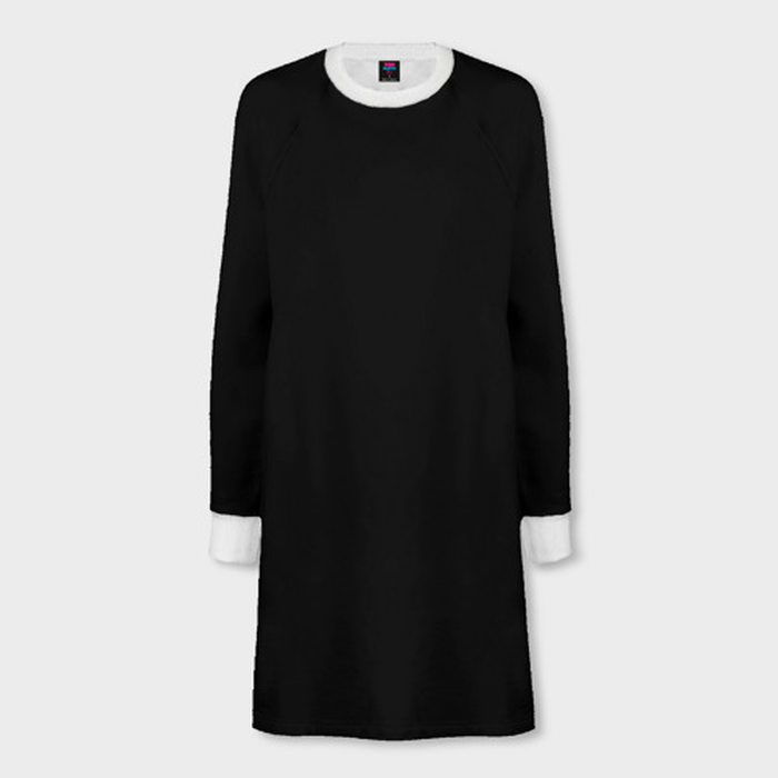 Женское платье-свитшот с принтом Просто черный цвет, вид спереди №1