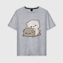 Милые котики – Женская футболка хлопок Oversize с принтом купить со скидкой в -16%