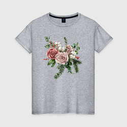 букет роз – Женская футболка хлопок с принтом купить со скидкой в -20%