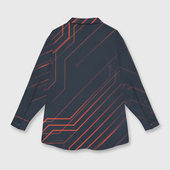 Рубашка с принтом Cyberpunk 2077 samurai для любого человека, вид сзади №1. Цвет основы: белый