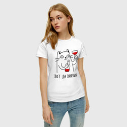 Женская футболка хлопок кот да винчик со скидкой в -20%