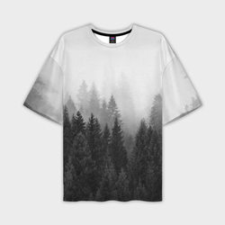 Туманный лес ёлок – Мужская футболка oversize 3D с принтом купить со скидкой в -50%