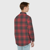 Рубашка с принтом Красная клетка для любого человека, вид сзади №2. Цвет основы: белый