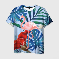 Фламинго в папоротнике – Мужская футболка 3D с принтом купить со скидкой в -26%