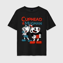 Cuphead & Mugman – Женская футболка хлопок Oversize с принтом купить со скидкой в -16%