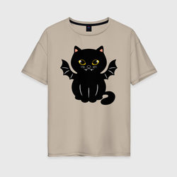 Black angel – Женская футболка хлопок Oversize с принтом купить со скидкой в -16%