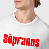 Футболка с принтом Сопрано постер для мужчины, вид на модели спереди №4. Цвет основы: белый