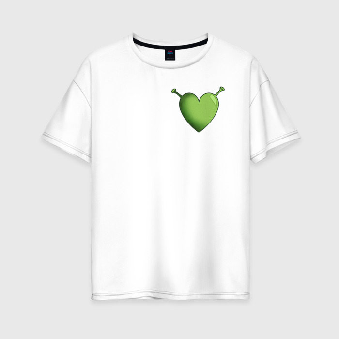 Женская футболка из хлопка оверсайз с принтом Шрек Love, вид спереди №1