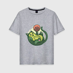 Котёнок авокадо играется – Женская футболка хлопок Oversize с принтом купить со скидкой в -16%