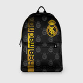 Рюкзак с принтом Реал Мадрид gold золото для любого человека, вид спереди №3. Цвет основы: белый