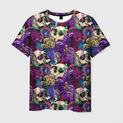 Психоделика - черепа и грибы – Мужская футболка 3D с принтом купить со скидкой в -26%