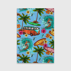 Пальмы, волны, серфинг – Обложка для паспорта матовая кожа с принтом купить со скидкой в -20%