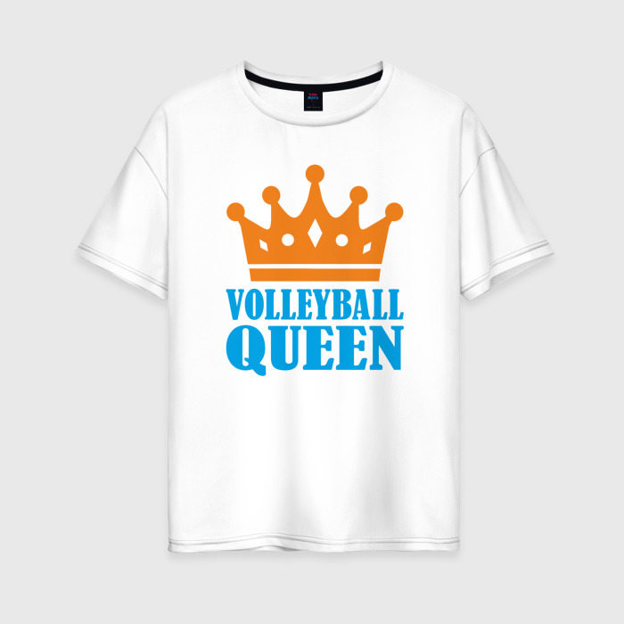 Женская футболка из хлопка оверсайз с принтом Королева Волейбола, вид спереди №1