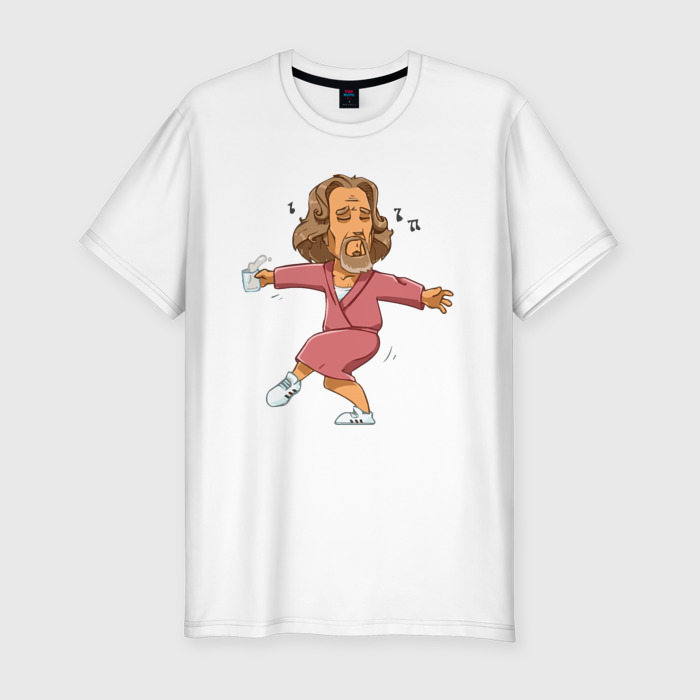 Мужская приталенная футболка из хлопка с принтом Танцуй, вид спереди №1