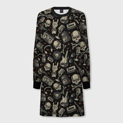 Scull pattern rock – Женское платье-свитшот 3D с принтом купить