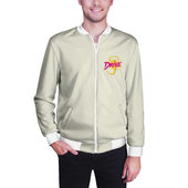 Бомбер с принтом Drive — Скорпион — Ryan Gosling white scorpion jacket для мужчины, вид на модели спереди №2. Цвет основы: белый