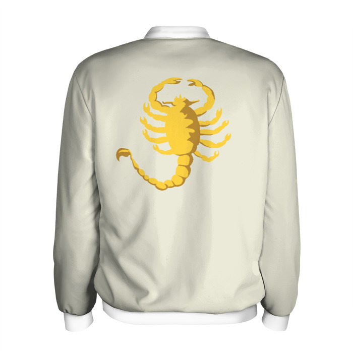 Мужской бомбер с принтом Drive — Скорпион — Ryan Gosling white scorpion jacket, вид сзади №1