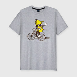 Банан на велосипеде – Мужская футболка хлопок Slim с принтом купить
