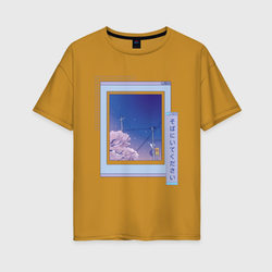 Vaporwave Аниме Пейзаж – Женская футболка хлопок Oversize с принтом купить со скидкой в -16%