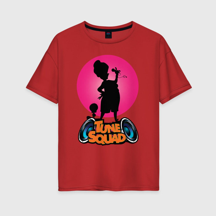 Женская футболка из хлопка оверсайз с принтом Tune Squad, вид спереди №1