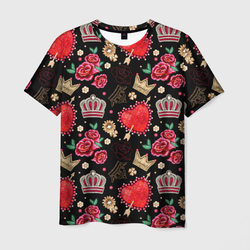 Корона и розы – Мужская футболка 3D с принтом купить со скидкой в -26%