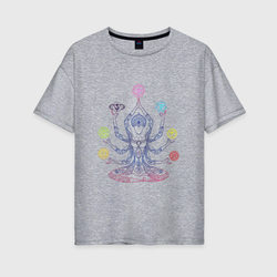 Медитация  – Женская футболка хлопок Oversize с принтом купить со скидкой в -16%