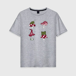 Грибочки – Женская футболка хлопок Oversize с принтом купить со скидкой в -16%