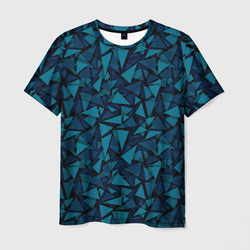 Синий  полигональный паттерн – Мужская футболка 3D с принтом купить со скидкой в -26%