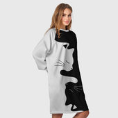Женское платье-свитшот с принтом Коты инь-янь для любого человека, вид спереди №2. Цвет основы: белый