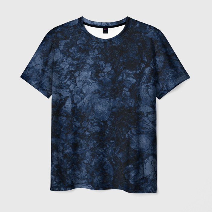 Мужская футболка с принтом Темно-синяя текстура камня, вид спереди №1