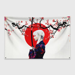 Над ветвями сакуры – Флаг-баннер с принтом купить