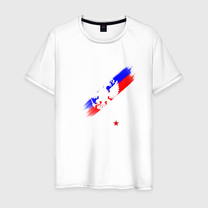 Мужская футболка из хлопка с принтом Russia — Our Side, вид спереди №1