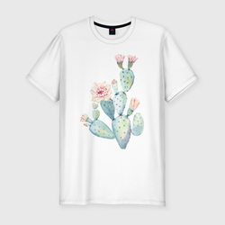 Нежный акварельный кактус  – Мужская футболка хлопок Slim с принтом купить