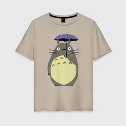 Тоторо под зонтом – Женская футболка хлопок Oversize с принтом купить со скидкой в -16%