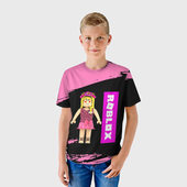 Футболка с принтом Barbie Roblox Роблокс для ребенка, вид на модели спереди №2. Цвет основы: белый