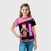 Футболка с принтом Barbie Roblox Роблокс для ребенка, вид на модели спереди №3. Цвет основы: белый