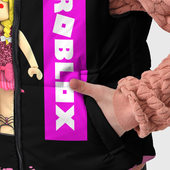 Жилет с принтом Barbie Roblox Роблокс для ребенка, вид на модели спереди №4. Цвет основы: черный