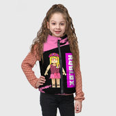 Жилет с принтом Barbie Roblox Роблокс для ребенка, вид на модели спереди №2. Цвет основы: черный