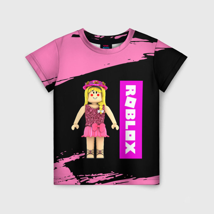 Детская футболка с принтом Barbie Roblox Роблокс, вид спереди №1